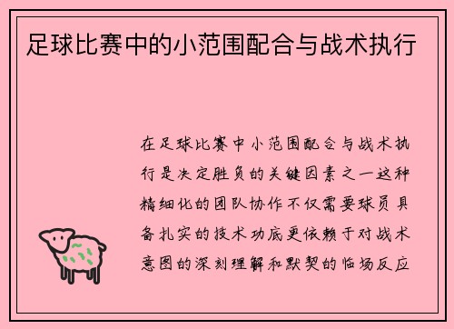 足球比赛中的小范围配合与战术执行